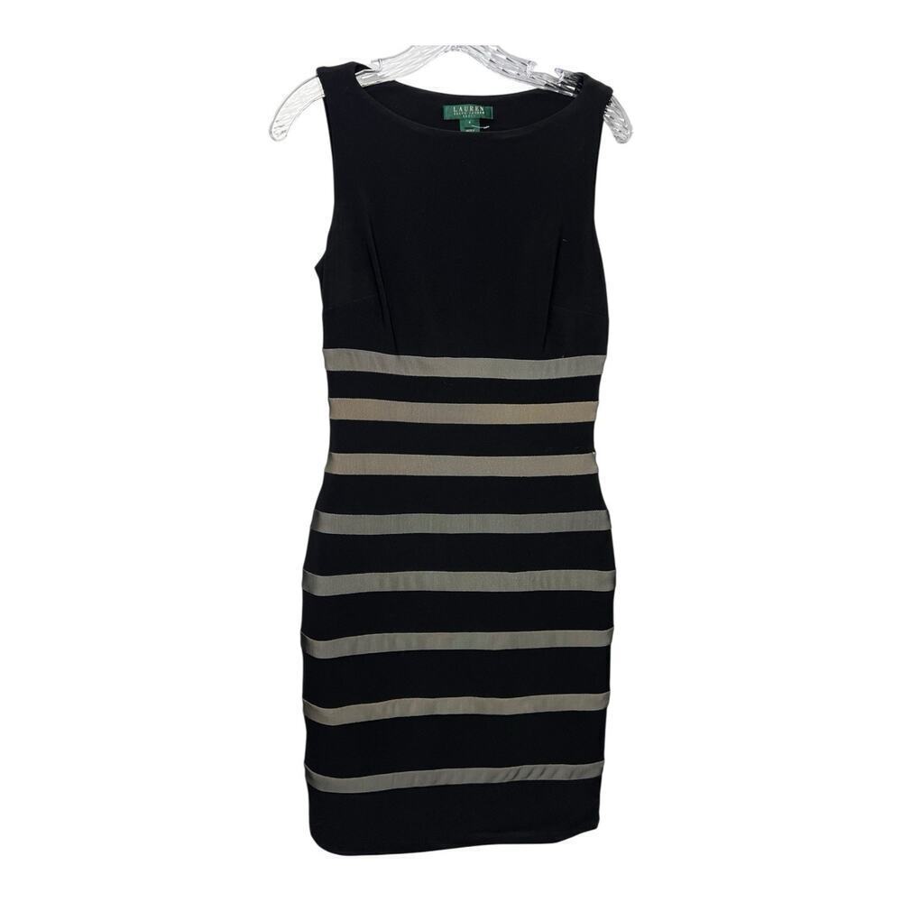 Ralph Lauren black/tan color striped sleeveless dress 4